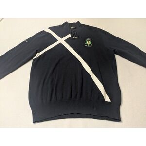 Royal Dornoch Golf Club Sweater Mens Large 1/4 Zip Pullover Scotland Golf Blue